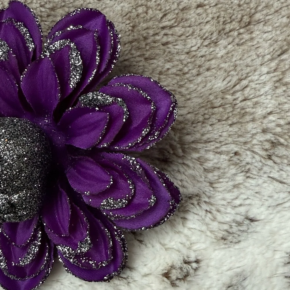 Purple sugar skull floral hair clip Halloween Dia De Los Muertos Day of the Dead